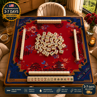 Tapis de Mahjong Américain Premium Bleu Botanique 33x33 Pouces 3mm en Néoprène Antidérapant et Imperméable pour Jeu de Table - Entrepôt Américain