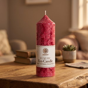 Vela de Cera de Palma Borgoña 100% Hecha a Mano y Ecológica, 15 cm, OEM, ODM, Marca Privada, Fabricante Directo, para Días Festivos, Diwali, Pascua - Product Image 3