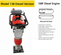 Compacteur vibrant diesel Modèle 138 168F pour terrassement et compactage de sols