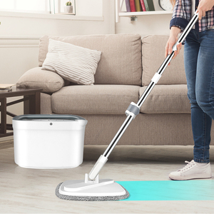 Mopa Plana Giratoria de Microfibra con Cubeta, Mango Largo de Acero Inoxidable, para <span class=keywords><strong>Limpieza</strong></span> con Agua, <span class=keywords><strong>Precio</strong></span> de Fábrica Masthome - Product Image 6