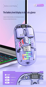 Souris sans fil 2.4G+BT avec bouton de silencieux pour le jeu, connexion double mode, design ergonomique, rétroéclairage RGB transparent en cristal - Product Image 6