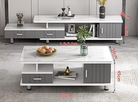 Ensemble de meuble TV télescopique en verre haut de gamme et table basse, nouveau modèle 2026 pour petits salons, mobilier de salon