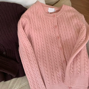 كارديجان نسائي من الصوف والكشمير للخريف والشتاء، بياقة دائرية، سماكة قياسية، تصميم Y2K عصري، سترة محبوكة عملية مقاومة للتكور وقابلة للتنفس - Product Image 2