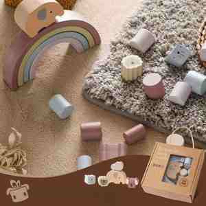 Éléphant bloc de construction apprentissage précoce éducatif Montessori équilibrage éducatif jouets en bois - Product Image 2