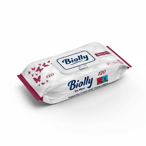 Lingettes humides Biolly Daily Care 120 pièces - Ultra-douces, texture nid d'abeille, résistantes à la déchirure - Product Image 2