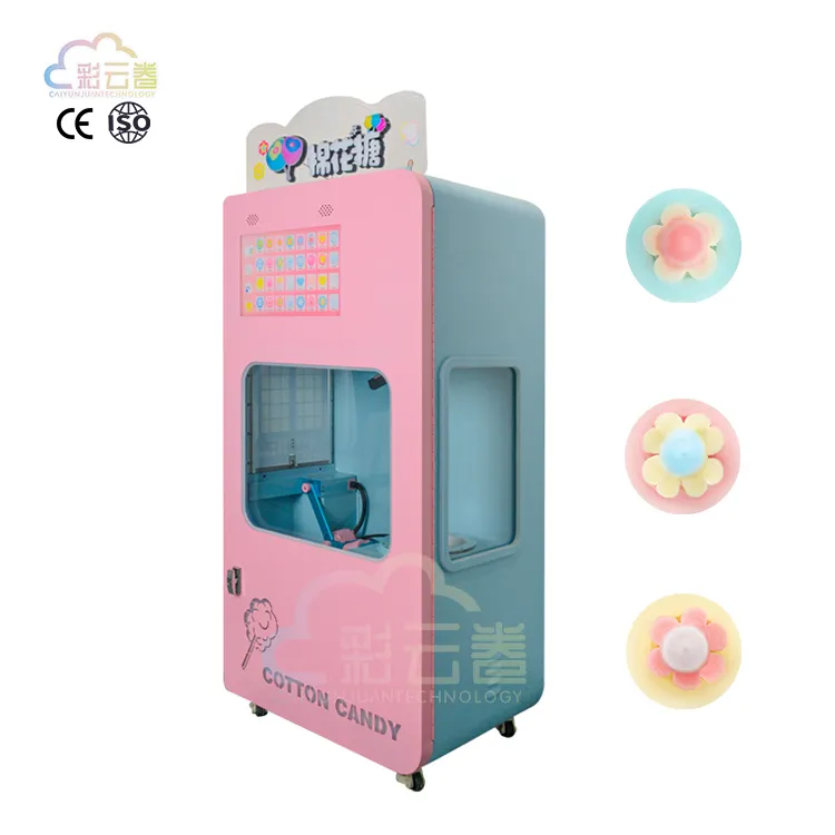 चीनी के साथ नई डिजाइन कपास कैंडी मशीन बिक्री के लिए स्वचालित कपास कैंडी वेंडिंग मशीन