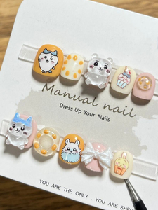 100 Diseños de <span class=keywords><strong>Uñas</strong></span> Postizas <span class=keywords><strong>Cortas</strong></span> y Redondas con Dibujos Animados <span class=keywords><strong>para</strong></span> Niños, Reutilizables y Removibles - Product Image 4