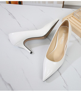 Chaussures de Bureau Tendance Quotidiennes pour Femmes, Escarpins à Talon Haut de 7 CM, Chaussures de Mariage Blanches pour la Mariée, Chaussures en Cuir Grande Taille pour Femmes - Product Image 5