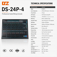 Consola de Mezclas de Audio Profesional DSZ DS-24P-4 de 24 Canales con Entradas XLR/USB - Controlador de DJ y Equipo de Audio