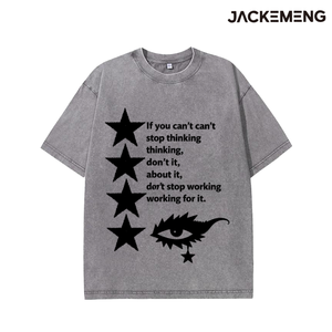 T-shirt Oversize in Cotone Lavato con Stampa 'If You Can't Stop Thinking', Stile Retrò Streetwear, Abbigliamento Casual Quotidiano, Maglietta Disponibile nel Magazzino USA - Product Image 2