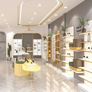 ชั้นแสดงเครื่องสำอางไม้ขาตั้งโลหะชั้นวางขายสินค้าขายปลีกออกแบบได้ตามต้องการสำหรับแต่งหน้าขนตาผลิตภัณฑ์ดูแลผิวน้ำหอม - Product Image 3