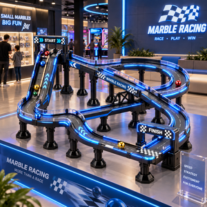 Circuit de course à billes en marbre avec éclairage LED, conception multi-niveaux croisée, logo personnalisé et aménagement surélevé - Product Image 6