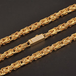 Erkek Takıları Paslanmaz Çelik Özel Zincir Mozanit İmparatorluk Zinciri Seti 18 Ayar Altın Kolye Su Geçirmez Kalın Ataş Zinciri - Product Image 4