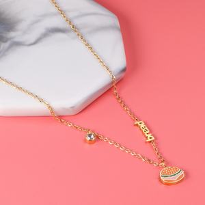 Collar Lindo en Oferta para Niñas, Collar de Cadena de Flores de Acero Inoxidable, Collar con Colgante de Comida Resistente al Agua y al Aceite - Product Image 4