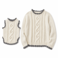 Ensemble de pulls à pompons personnalisés en tricot assortis pour femme et chien, vêtements pour animaux de compagnie, usine ODM OEM, vente en gros