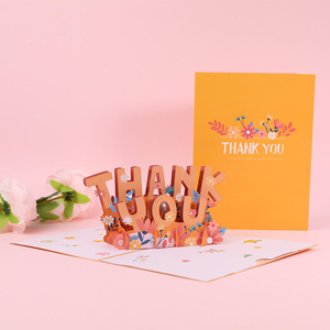 Biglietto di ringraziamento di <span class=keywords><strong>compleanno</strong></span> pop-up 3D con lettere a forma di fiori arancioni caldi autunnali, con biglietto vuoto ecologico per <span class=keywords><strong>auguri</strong></span> scritti a mano - Product Image 1