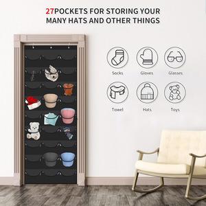 27-Pocket Over the Door Baseball <b>Hat</b> Rack Fitted <b>Hat</b> Organizer Storage for Closet or Wall Mount <b>Bag</b> for Wardrobe or Bathroom - Product Image 6