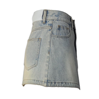 Mini-jupe en jean taille haute Y2K pour femme, silhouette bouffante, vintage, délavée bleu clair, 100 % coton, mignonne, décontractée, pour l'été et les fêtes