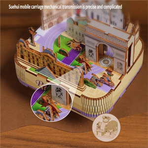 Boîtes à musique en bois romantiques de Paris, puzzle 3D, modèle éducatif à assembler soi-même, jouets faits à la main, offre exclusive transfrontalière - Product Image 3