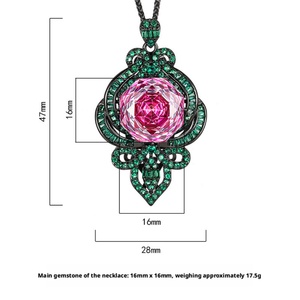 Collar de Cobre Ecológico con Colgante Floral Chapado en Oro Negro y Circonita Cúbica Retro, Diseño Elegante para Mujer, Uso Casual - Product Image 2