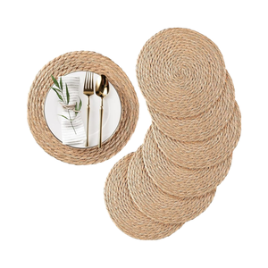 Penjualan terlaris kedatangan baru dekorasi rumah ukuran campur anyaman tangan rotan/Seagrass/air Hyacinth alas meja jerami set - Product Image 1