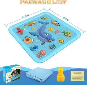 Parque Acuático Inflable y Aspersor Exterior para Niños Pequeños y Niños de 3 a 9 Años, Diseño de Animales Marinos, Diversión Acuática de Verano en el Patio Trasero - Product Image 4