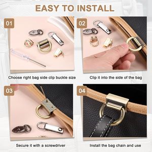Boucle de fixation latérale pour sac, fermoir métallique pour suspension de sac à main, connecteur de chaîne de sac à main avec anneau en D - Product Image 4