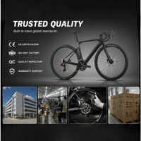Vélo de route en fibre de carbone 700C, 24 vitesses, freins à disque hydrauliques, roues en alliage, pour adultes, course, cyclisme, triathlon, entraînement