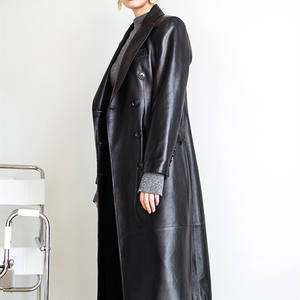 Cappotto alla Moda Zhejiang per <span class=keywords><strong>Donna</strong></span>, <span class=keywords><strong>Blazer</strong></span> in Vera <span class=keywords><strong>Pelle</strong></span> 100% <span class=keywords><strong>Pelle</strong></span> di Pecora, Colletto Rovesciato, Giacca Lunga 2024 - Product Image 3