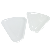 Assiettes à pizza jetables en canne à sucre avec logo personnalisé, compatibles micro-ondes, biodégradables, plateau à pizza triangulaire pour fête, assiettes à tranches de pizza