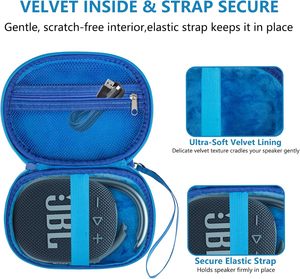Estuche rígido portátil de EVA para <span class=keywords><strong>JBL</strong></span> Clip5 y <span class=keywords><strong>Clip4</strong></span>, estuche de transporte para altavoz Bluetooth mini con correa para el hogar, exteriores y viajes (azul) - Product Image 5