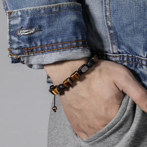 Mode hommes femmes naturel oeil de tigre pierre perle Bracelet bijoux réglable tissé à la <span class=keywords><strong>main</strong></span> Agate cristal Bracelet - Product Image 2