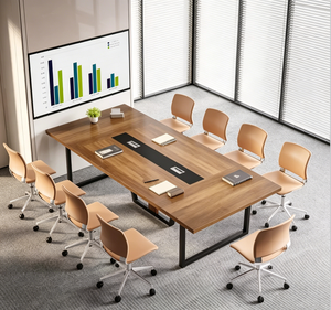 <span class=keywords><strong>Table</strong></span> de conférence de 8 pieds pour 10 personnes, grande <span class=keywords><strong>table</strong></span> de <span class=keywords><strong>réunion</strong></span>, tables de salle de conférence modernes avec gestion des câbles - Product Image 6