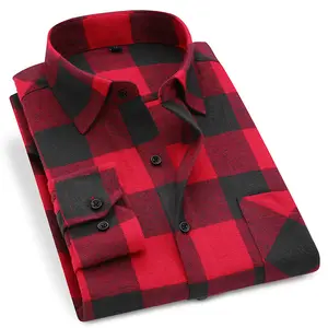 Camisa xadrez masculina de flanela 100% algodão primavera outono 2024 camisa casual de manga comprida estilo slim fit confortável e macio