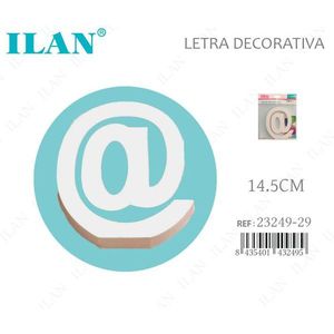 Ilan Lettera Decorativa con Simbolo @ 14,5 cm, Arte da Parete in Legno - Product Image 1