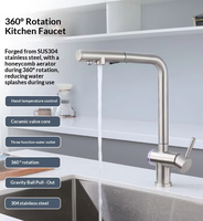 Robinet de cuisine moderne et minimaliste Super Factory avec purificateur d'eau, en céramique et acier inoxydable, extractible, double fonction eau chaude et froide