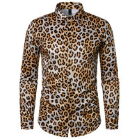 Nouvelle Arrivée Chemise Homme Imprimée Léopard à Manches Longues en Popeline Carrée Vintage Décontractée Grande Taille Respirante Infroissable