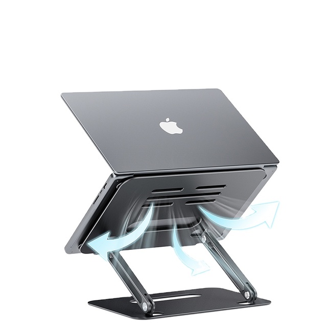 Boneruy Aluminum Adjustable Lazy Wholesale Universal Tablet Pc Stand Black Ergonomic Laptop Stand Foldable for Desk