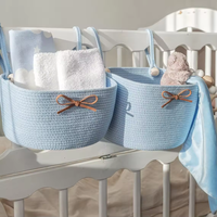 Panier de lit en corde de coton sac de rangement pour couches de bébé poubelles suspendues pour berceau poche organisateur suspendue pour lit de nouveau-né vente en gros