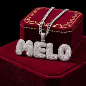 Pendentif personnalisé en argent sterling 925 certifié IGI VVS, lettre bulle, style hip-hop, serti de diamants de laboratoire, vente en gros - Product Image 5
