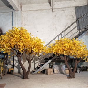 Árbol de <span class=keywords><strong>Ginkgo</strong></span> Artificial de Colores Otoñales, Adornos de Jardín, Plástico Sintético de Alta Calidad, Ecológico, para Decoración de Hoteles y Paisajismo - Product Image 3
