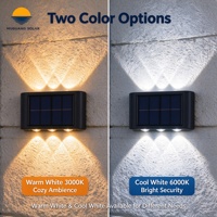 Lampe murale solaire en plastique à lentille convexe 6 LED, 300 mAh, blanc chaud et blanc froid, éclairage mural solaire extérieur pour entrée