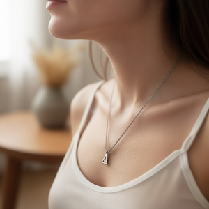 Collana in Acciaio Inossidabile con Ciondolo Lettera A 1Cm, Gioiello di Moda con Catena Singola - Product Image 2