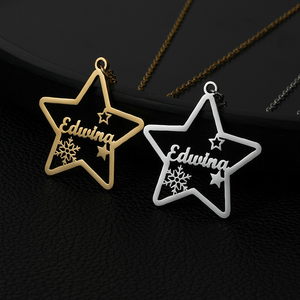 Collana con Ciondolo Personalizzato in Acciaio Inox Placcato Oro con <span class=keywords><strong>Nome</strong></span> e <span class=keywords><strong>Stella</strong></span>, Gioielli alla Moda per Donna, Regalo all'Ingrosso - Product Image 2