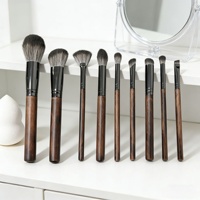 Nouvel ensemble de 9 pinceaux de maquillage en bois de bouleau HR-022 Luyi, fibres synthétiques ultra-douces pour l'application du correcteur, des fards à paupières et de la poudre libre sur le visage
