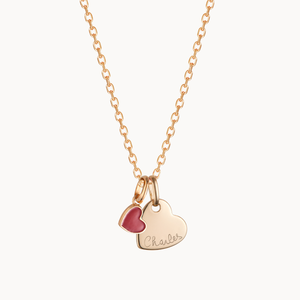 Gioielli Personalizzati Nuove Tendenze San Valentino Collana con Cuore Rosso / Disco Incisione Nome Placcata Oro di Lusso Regali per Donna - Product Image 1