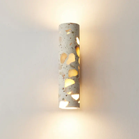 Applique murale en pierre de terrazzo Wabi Sabi, travertin naturel, minimaliste, lampe murale cylindrique LED pour restaurant, hôtel, couloir