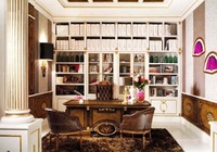 Meilleures ventes Bureau de direction de luxe antique et chaise en cuir brun