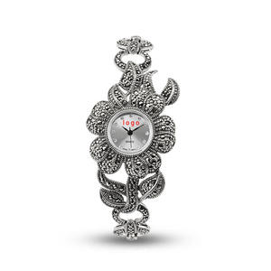 <span class=keywords><strong>Bracelet</strong></span> pour femmes en argent sterling 925 avec marcassite, montre-<span class=keywords><strong>bracelet</strong></span> vintage de luxe en argent 925 - Product Image 1