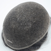 Prothèse capillaire complète en dentelle suisse pour homme âgé, système de remplacement capillaire en cheveux humains véritables avec cheveux gris